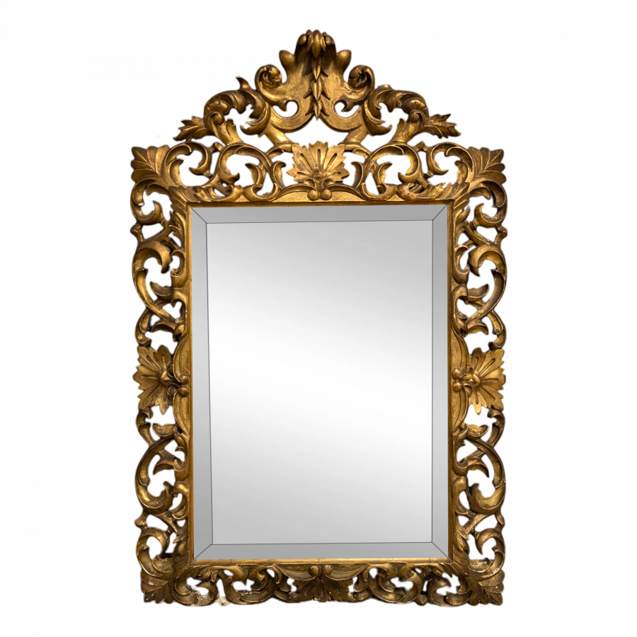 Miroir de style Baroque en bois et stuc doré