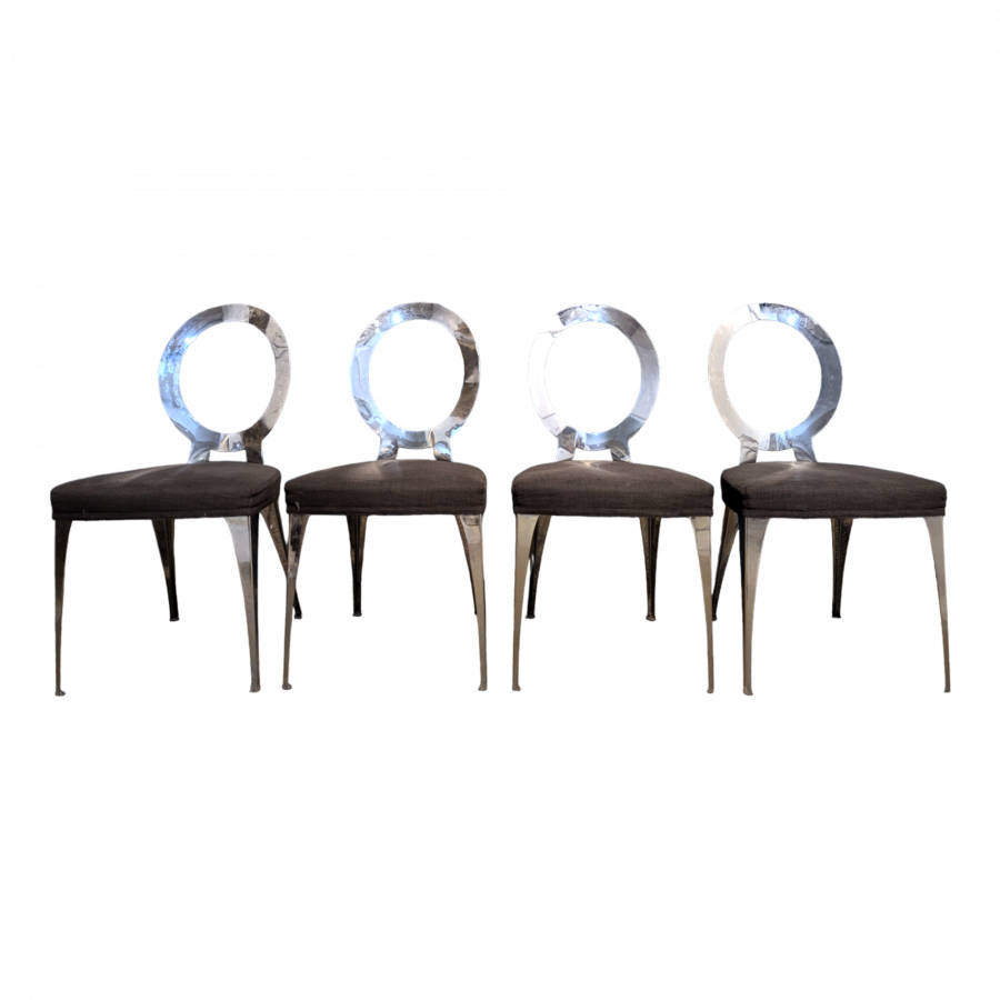 4 chaises « Miss » de Cantori design italien en Nickel Poli