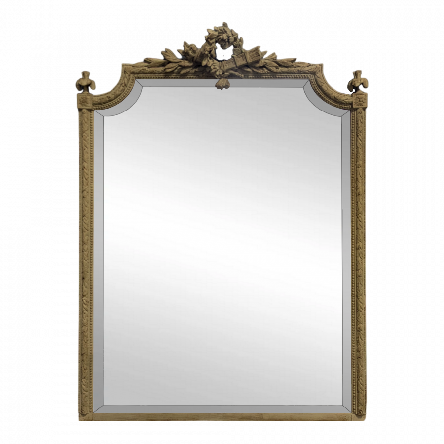 Miroir réchampi de style Louis XVI à glace biseautée