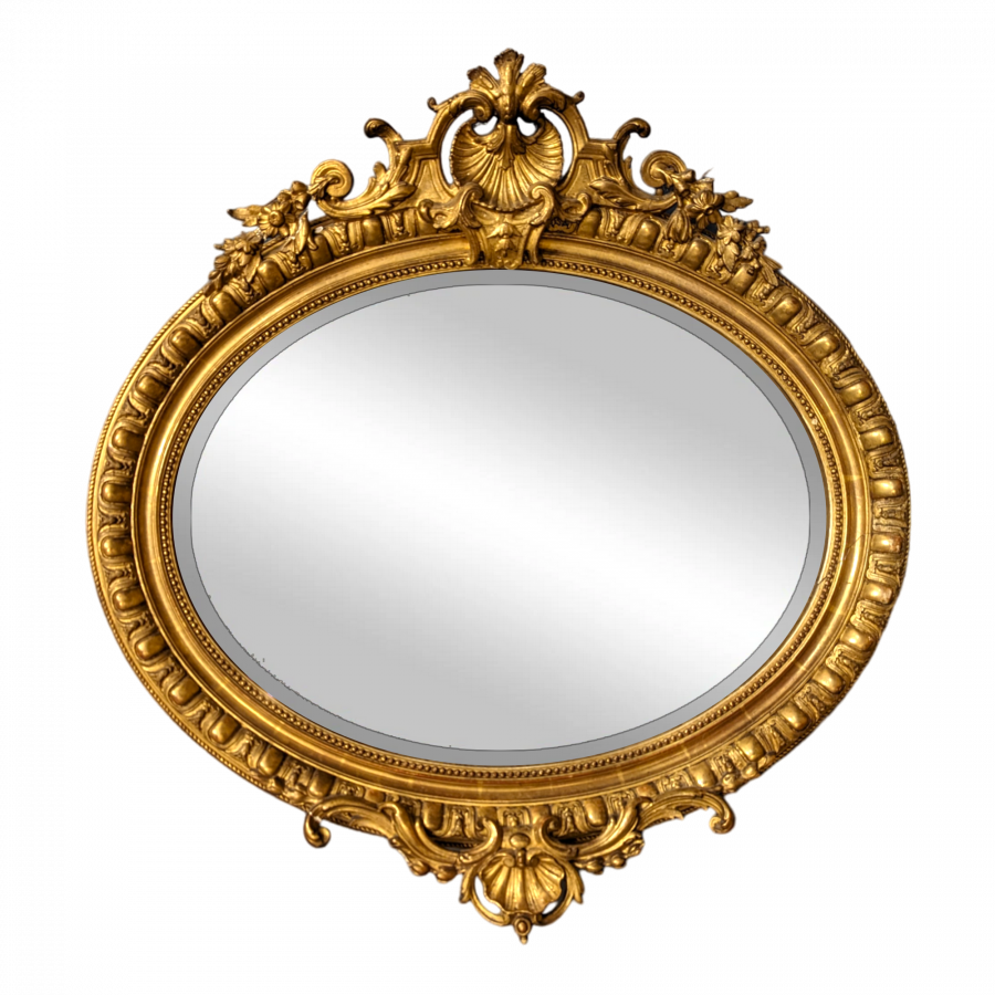 Miroir de style Rocaille Napoléon en bois doré