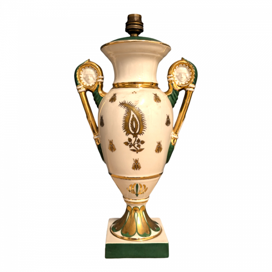 Vase époque Empire porcelaine de Paris monté en lampe