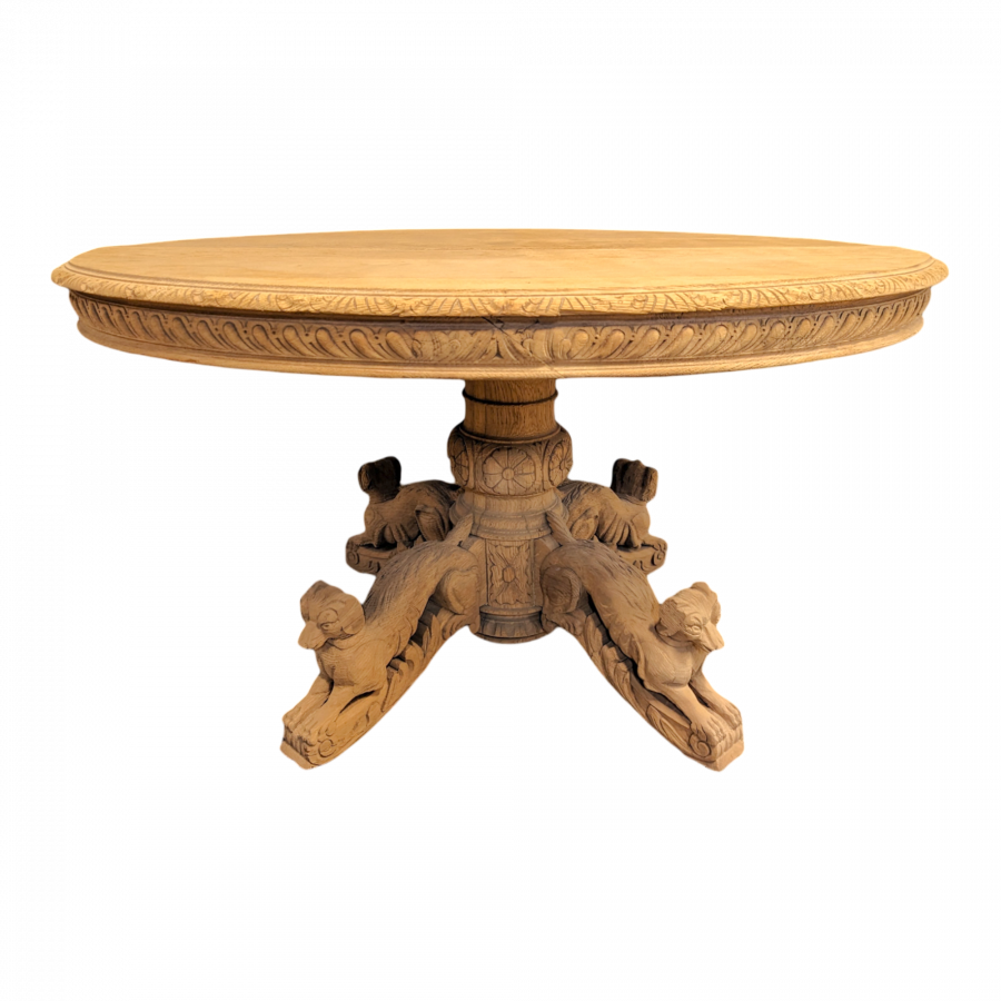 Table Guéridon aux pieds sculptés Chiens