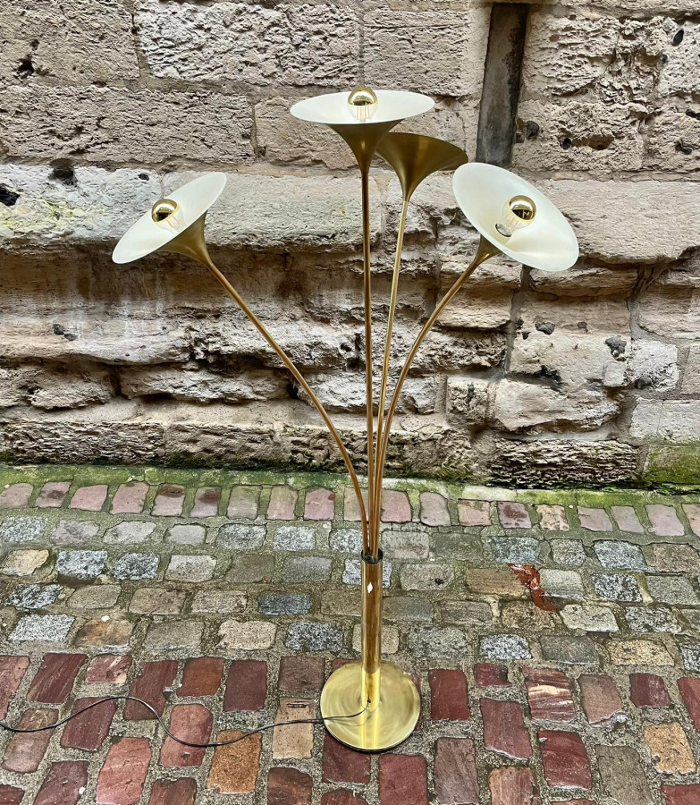 Lampadaire doré Italien années 1970